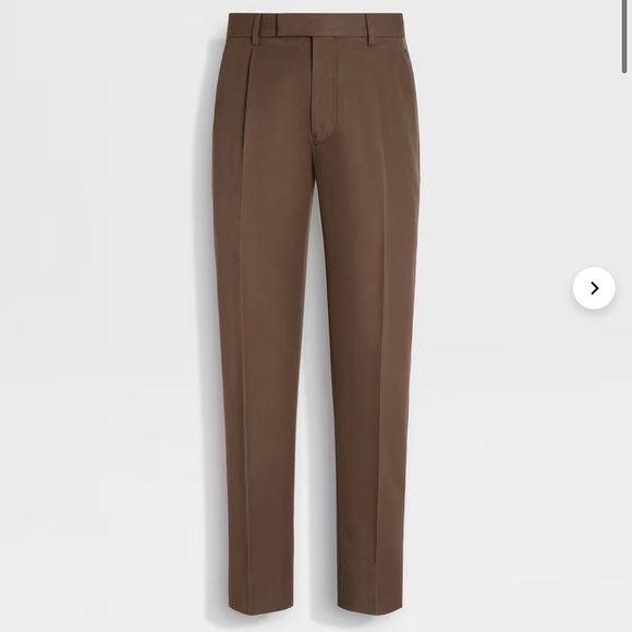 ZEGNA Brown Cotton-Wool Luxury Pants - Picture 3 of 6